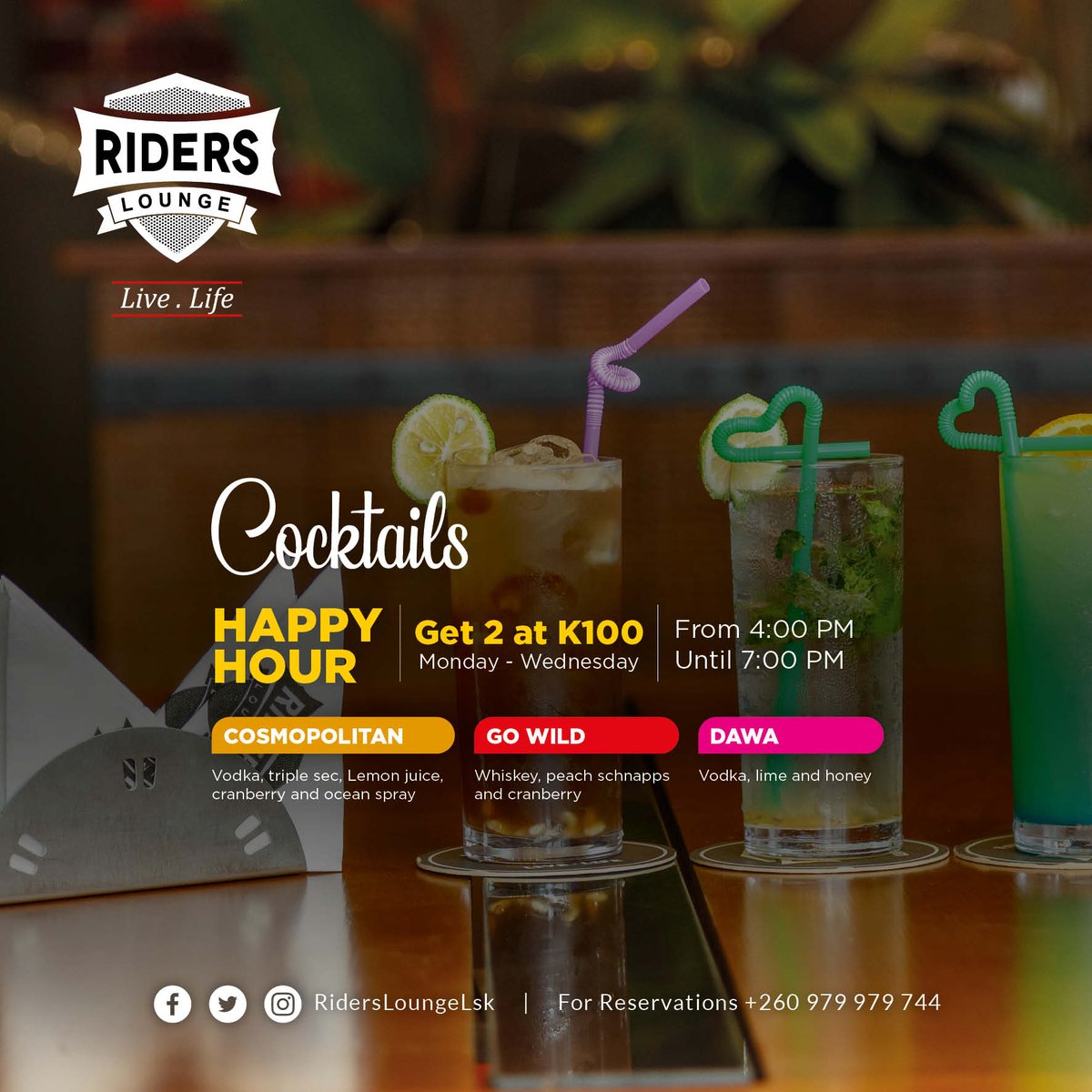 RidersLoungeLsk's tweet photo. Cocktails anybody?😉 #HappyHourCocktails #ridersloungelsk #goodmusic #goodvibes #livelife https://t.co/xc05AmLw97