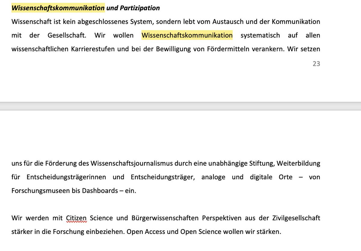 Servicetweet #Koalitionsvertrag! Hab mal kurz nach #Wisskomm gesucht. Hier das Ergebnis 👇
