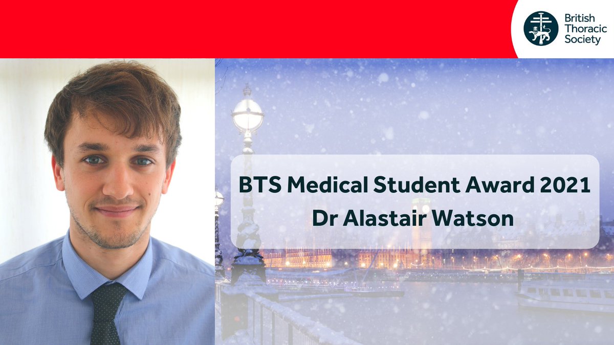 The winner of this year Medical student award is Dr Alastair Watson of the University of Birmingham. Congratulations also to the highly commended candidates Aditya Adiga of Birmingham University and Lakshya Sharma of Imperial College London bit.ly/3nPKB7L #BTSWinter2021