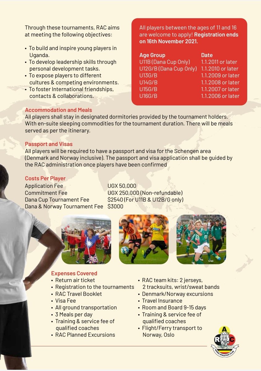 rhinos_uganda's tweet photo. RAC is offering parents / family members packages for the trip as we  wish that as many parents / family members also get the opportunity to be part of the tournament &amp; support their kids.

email  📧 : enquiries@rhinoathleticsclub.com to get more information.

#DontMissOut https://t.co/Fl4g3wvrbD