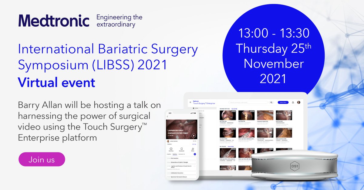 Join us virtually for the London International Bariatric Surgery Symposium. Learn more from Barry Allan discussing the power of surgical video using the Touch Surgery™ Enterprise platform. Register here:libss.org #LIBSS21 #DigitalSurgery #SoMe4Surgery