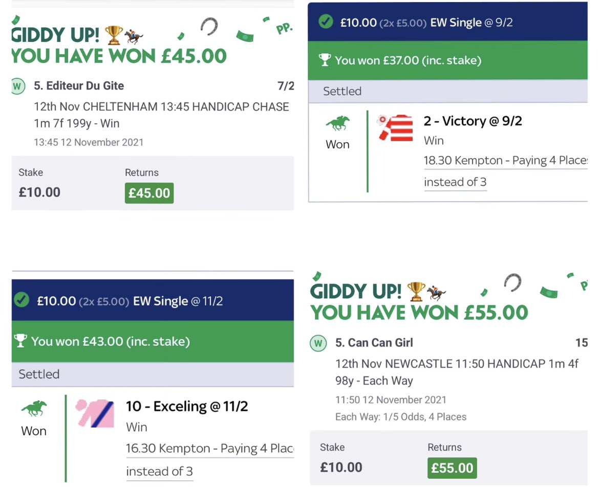 ThomasClay3's tweet photo. Well what a day 
4 winners 

🥇 15/2 , 11/2 , 9/2 , 7/2 

Well done those who followed 🌠
Month ticking over nicely again https://t.co/GK32r3mYqG