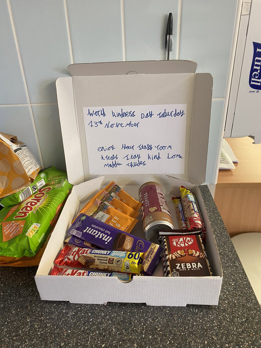 Bringing a smile to all the staff …a thoughtful gift from one of our families to celebrate #WorldKindnessDay2021 tomorrow 😊