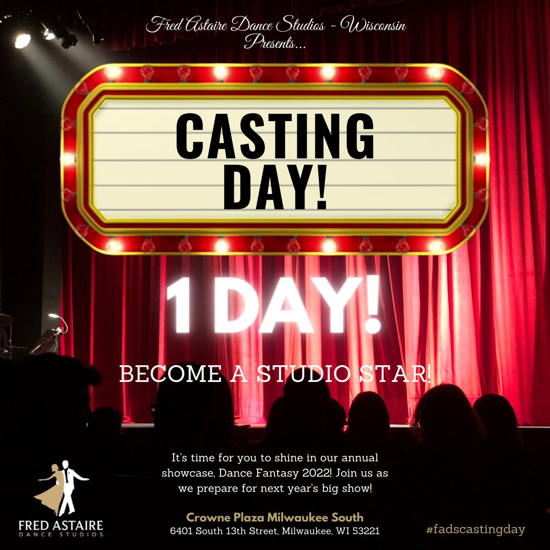 FADSWisconsin's tweet image. ‼ THE COUNTDOWN CONTINUES ‼
1 more day till Casting Day 2021! 👏 This is just your daily reminder to join us at the @CPMKEAirport tomorrow and be part of the action! 🎉
#dance #castingday #dancefantasy #DF2022 #ballroomdance #crowneplaza #joinus #comeonecomeall