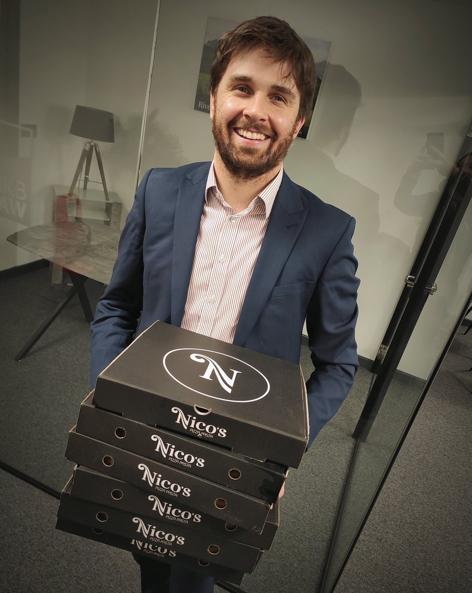 MKB_Law's tweet photo. Celebrating all our recent good news – including Jonathan Jackson appointed Director; Emma Smyth, Lynsey Henderson and Aine Toner appointed Associate Directors; and all the new members to #TeamMKB – with tasty pizzas and sides from @Nicos_Belfast 🙌 https://t.co/iWR3jApxbj