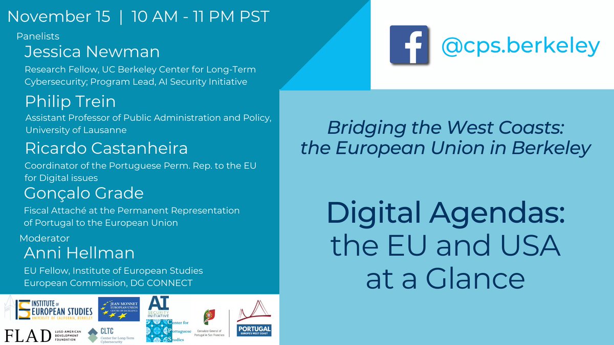 UCBerkeleyIES's tweet photo. Join us Monday for a conversation on cybersecurity, artificial intelligence, and digital taxation among other topics. Register now for "Digital Agendas: The EU and USA at a Glance" : https://t.co/3zjWeZwtDu

#JMintheUS https://t.co/sO6hPbhzA5