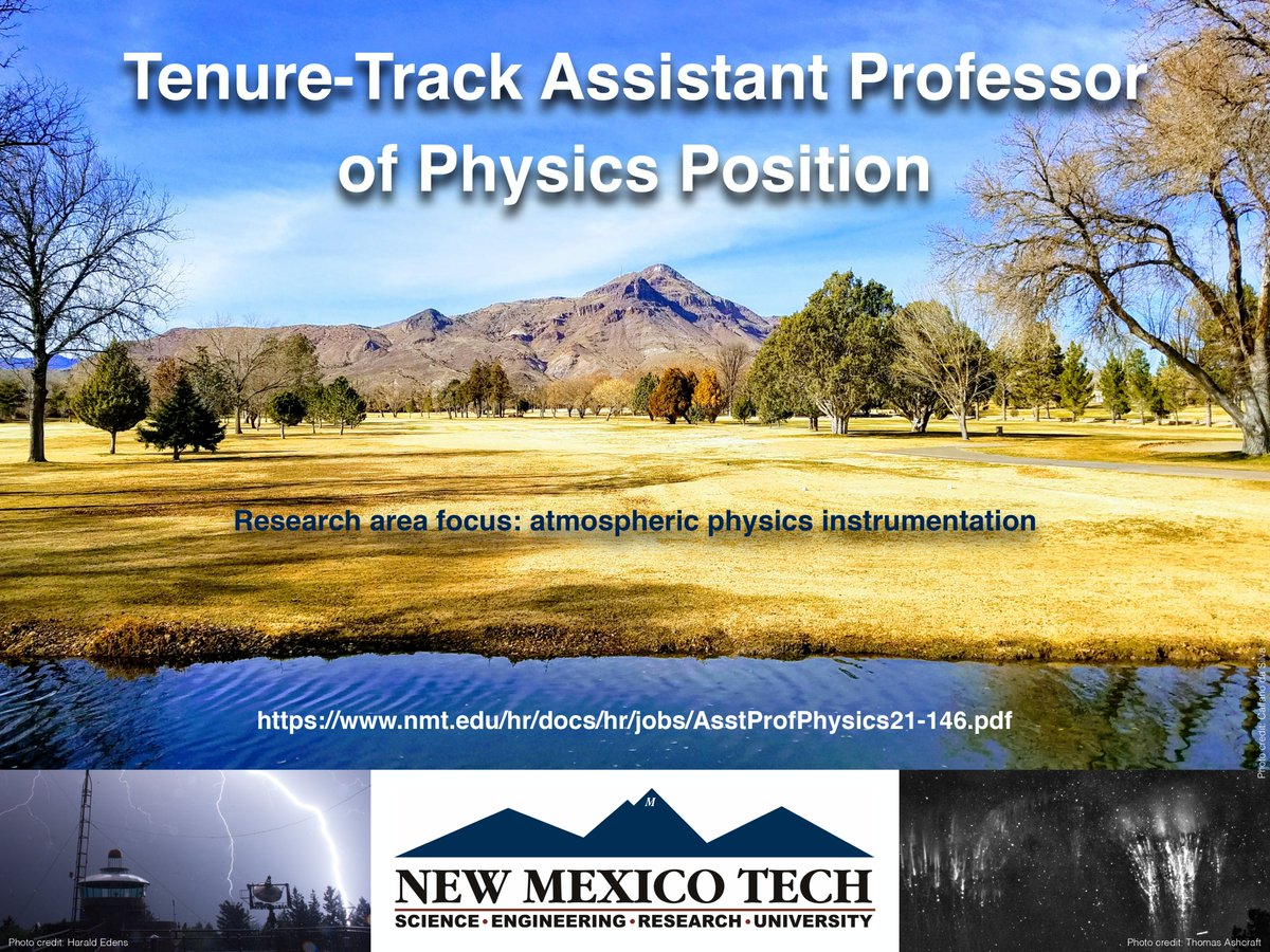 #WeAreHiring The Physics Department at <a href="/newmexicotech/">New Mexico Tech</a> invites applications for a tenure-track Assistant Professor of Physics to start in the Fall/2022 semester. Full job ad can be found at: nmt.edu/hr/docs/hr/job…