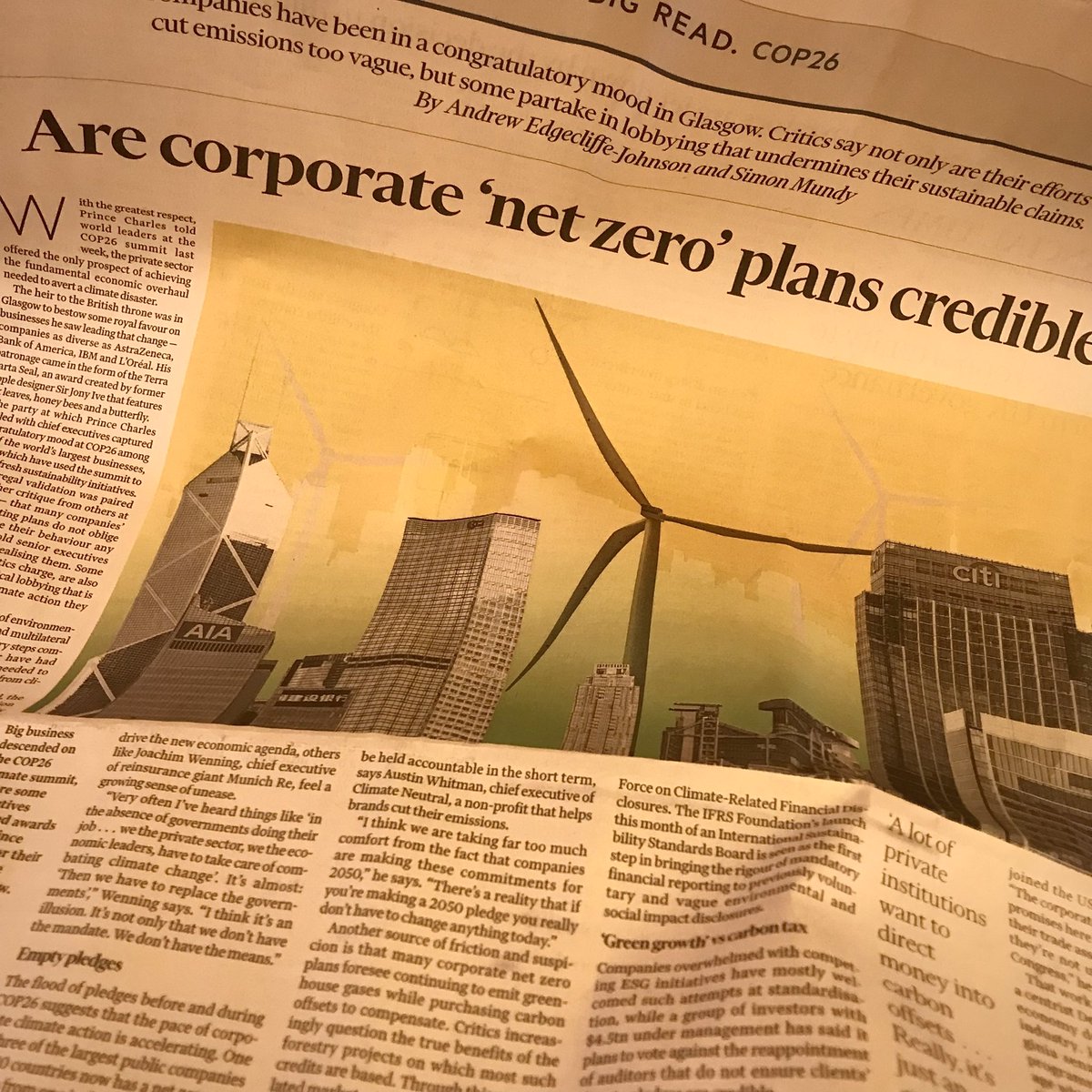 MarkJCurran's tweet photo. #BetweenTheLines #Headlines @FT #TheLongRead #FinancialCapital #CulturalSystem #AnthropologicallySpeaking #NormalisingDeviance #ClimateEmergency #COP26 https://t.co/9KM4DWfx44