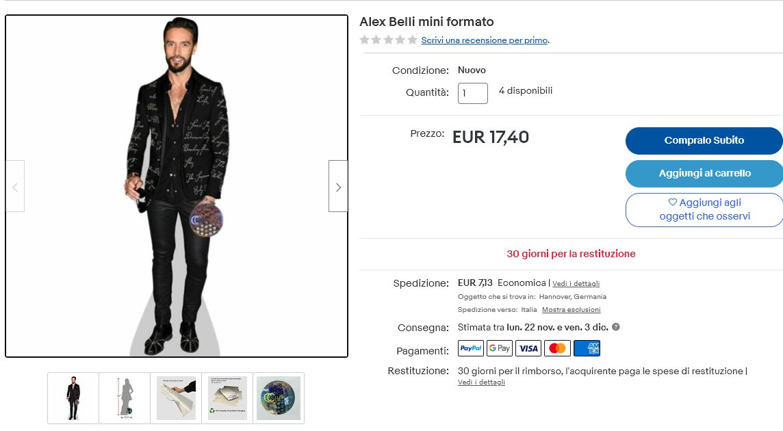 Team_Flaherty's tweet photo. Comunque su eBay vendono il cartonato di Alex Belli a 25 euro. Per dire, non credo sia peggio dell'originale. #GFVip2021 #GFvip #Gfvipparty #gfvip6 https://t.co/bv4PNfnlT0
