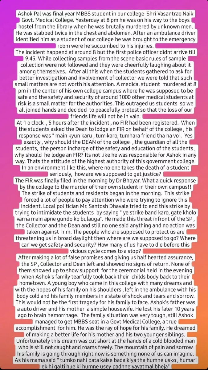 Atharva_pimp06's tweet photo. A horrible incident and there is no response from Dean and police
@yavatmalpolice @ndtv @aajtak @TimesNow @timesofindia @the_hindu @htTweets @lokmat @ibnlokmattv1 @ABPNews 
#JusticeForAshokPal 

@CMOMaharashtra @Dev_Fadnavis @nitin_gadkari @MoHFW_INDIA https://t.co/J2VHMoM8Ho