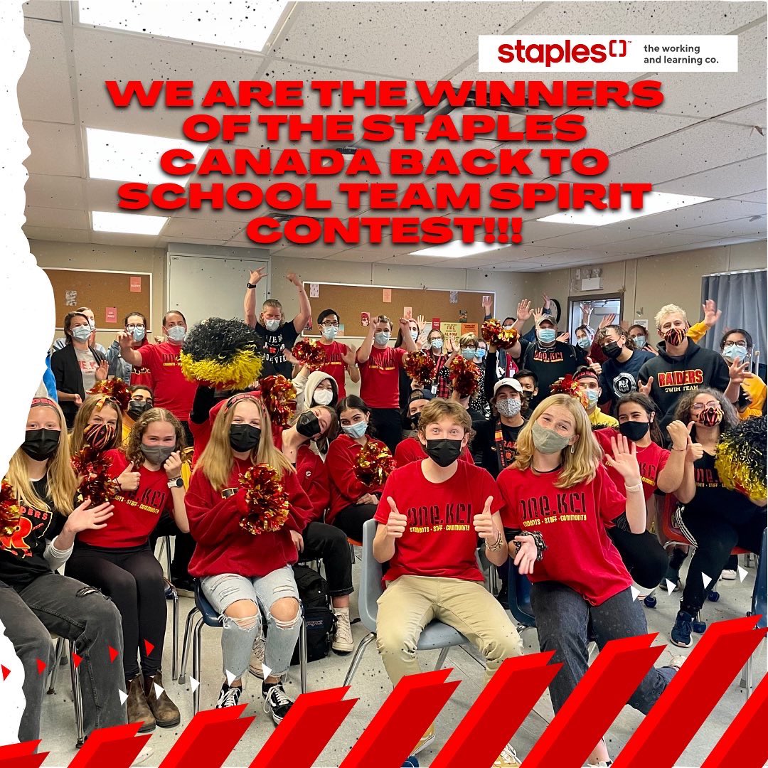 ONEKCI's tweet photo. WE HAVE SOME BIG NEWS! ❤️💛🖤@StaplesCanada so thankful for the opportunity to showcase our spirit! @wrdsb https://t.co/fHSJ4YreQy