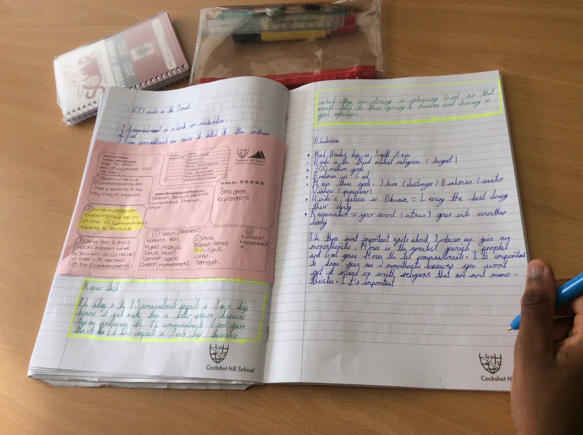 CSHAmyDowding's tweet photo. Some fantastic work completed by Year 7 in my absence. 🤓A pleasure to mark on my return. Really purposeful repair and reflection on how to improve in today’s lesson. 🤩It’s good to be back. #nothingbutthebest https://t.co/96Sug1FEpa