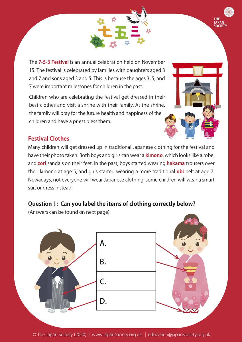 TheJapanSociety's tweet photo. 15 November is #ShichiGoSan (#七五三) ⛩️🐢. This celebration marked important milestones at ages 3, 5 &amp; 7 of a child's life. In the past, children were only allowed to grow their hair out from age 3! 😲
Check out our activity pack to learn more!
👉 https://t.co/C0Z8yHJixv https://t.co/5V4kvQYC0S