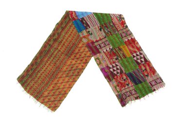 Handmade patchwork Silk Scarf Head Wrap Stole veil Kantha Embroidered Scarf Veil Boho Scarves KP37