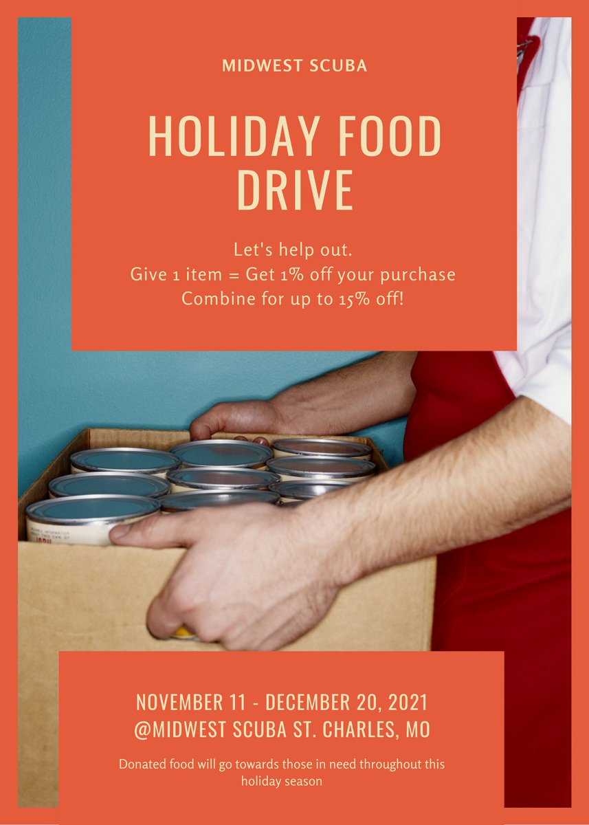 MidwestScuba's tweet photo. Food Drive = Discounts! - https://t.co/y9bWry9icn https://t.co/Y6yb7OhoUz