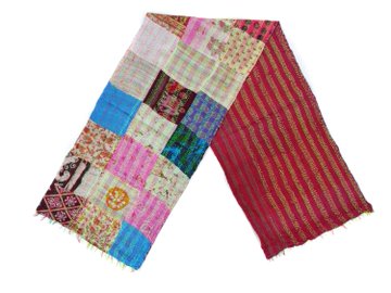 Silk Kantha Scarf Head Wrap Stole patchwork Hand Quilted Women Shawl Stitched KP40