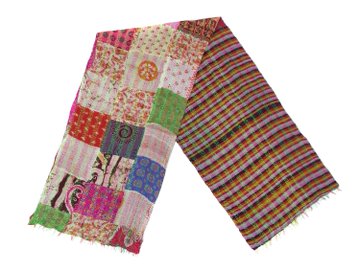 Silk Kantha Scarf Head Wrap Stole patchwork Hand Quilted Women Shawl Stitched KP40