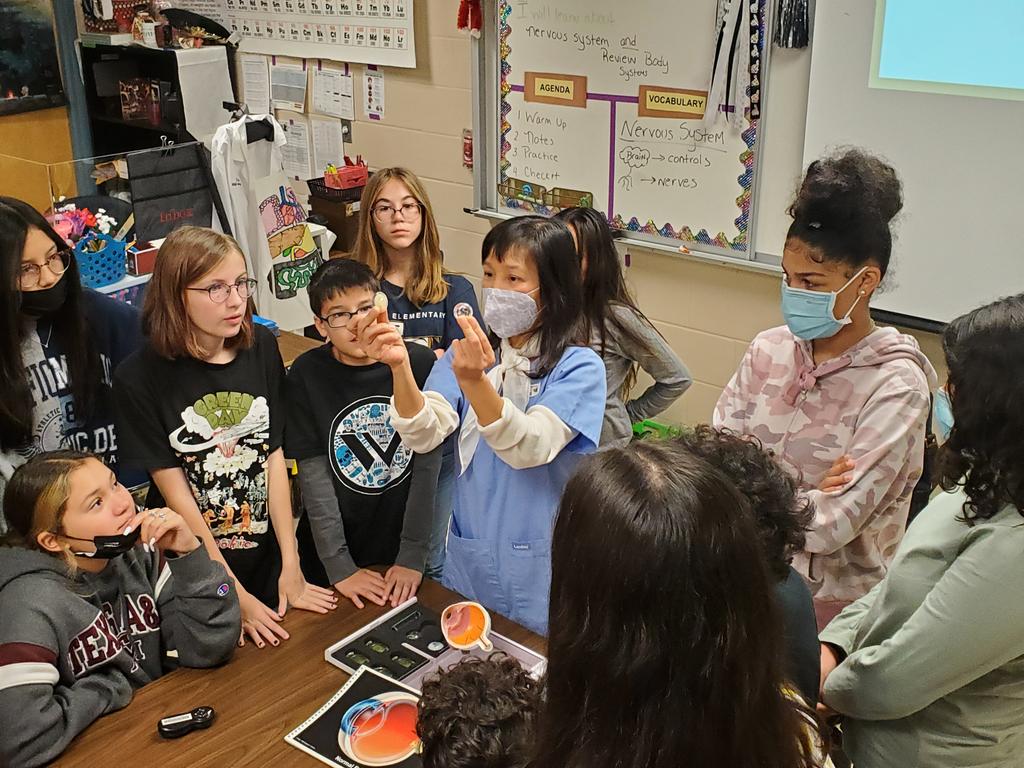 LackeyDenise's tweet photo. Learning about the nervous system with the amazing eye surgeon, Dr. Van!!👍@NISDGarcia @NISDMSScience https://t.co/6xcuc2SFDB