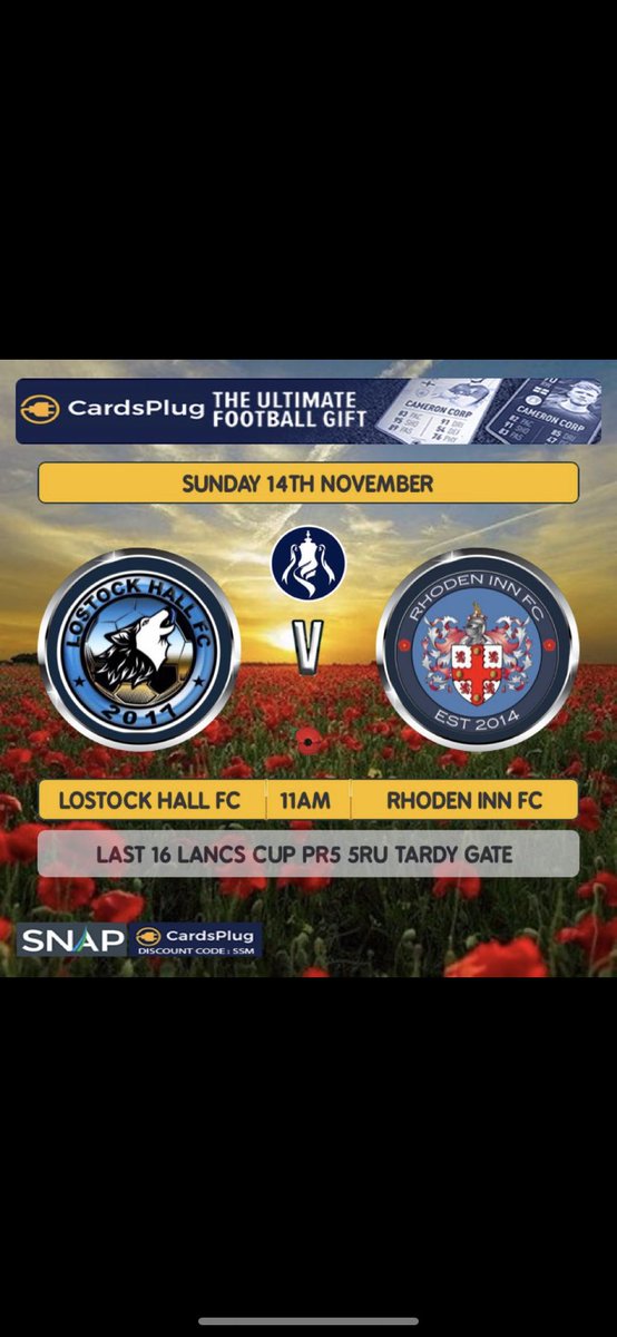Back too the <a href="/LancashireFA/">Lancashire FA</a> <a href="/PoppySignsltd/">Poppy Signs</a> Sunday trophy this weekend ! Last 16 vs <a href="/fc_lostock/">Lostock Hall FC</a> going too be a cracker ! Can we push it and go one step further than we’ve ever been 🤞🏻 Get down and support your local  ! #UTR #RhodenBoyz #MagicOfTheCup #ossyossyossy #RhodenMoBros