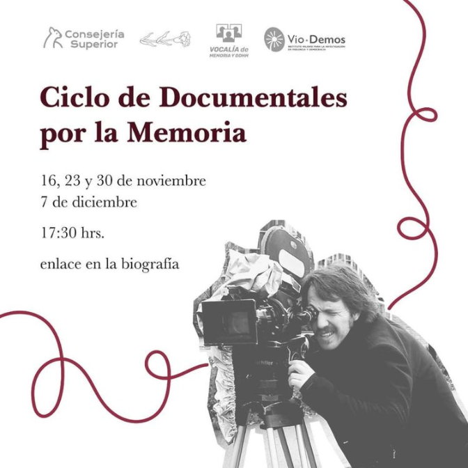 VioDemos_Chile's tweet photo. 📌Desde @UcMemoria, junto a la Vocalía DDHH @Feuc y @consejeriasupuc, se convoca al primer Ciclo de Documentales por la Memoria, evento presencial que se realizará entre el 16/11 y el 7/12, y que contará con la participación de investigadores/as #VioDemos https://t.co/Lt5gqJOGLK. https://t.co/vaB5BLqR71
