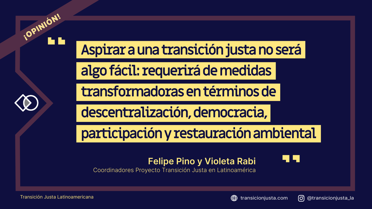 «Transición energética💡, pero ¿a qué costo?»

✍🏼Te invitamos a leer la columna de opinión de <a href="/fepinoz/">Felipe Pino</a> y <a href="/VioletaRabi/">Violeta Rabi</a>, coordinadores de <a href="/transicionjusla/">Transición Justa en Latinoamérica</a>, sobre #TransiciónJusta y el rol de sector energético.

Aquí: eldesconcierto.cl/opinion/2021/1…