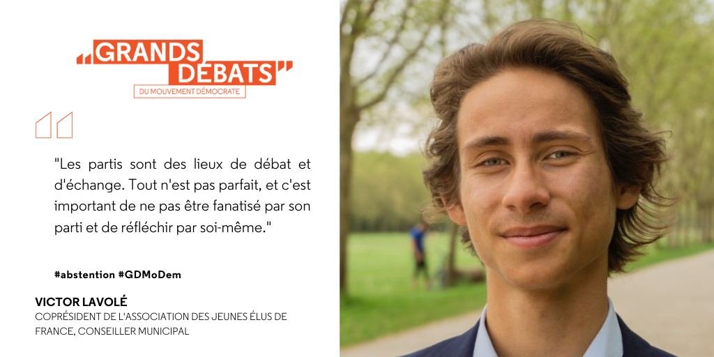 MoDem's tweet photo. @JulesPasquier18 @J_Democrates @JDemParis @MoDem_Paris 🗣️ "Les partis sont des lieux de débat et d'échange. Tout n'est pas parfait, et c'est important de ne pas être fanatisé par son parti et de réfléchir par soi-même" @LavoleVictor
#GDMoDem #Abstention https://t.co/1mMJDtbs7w