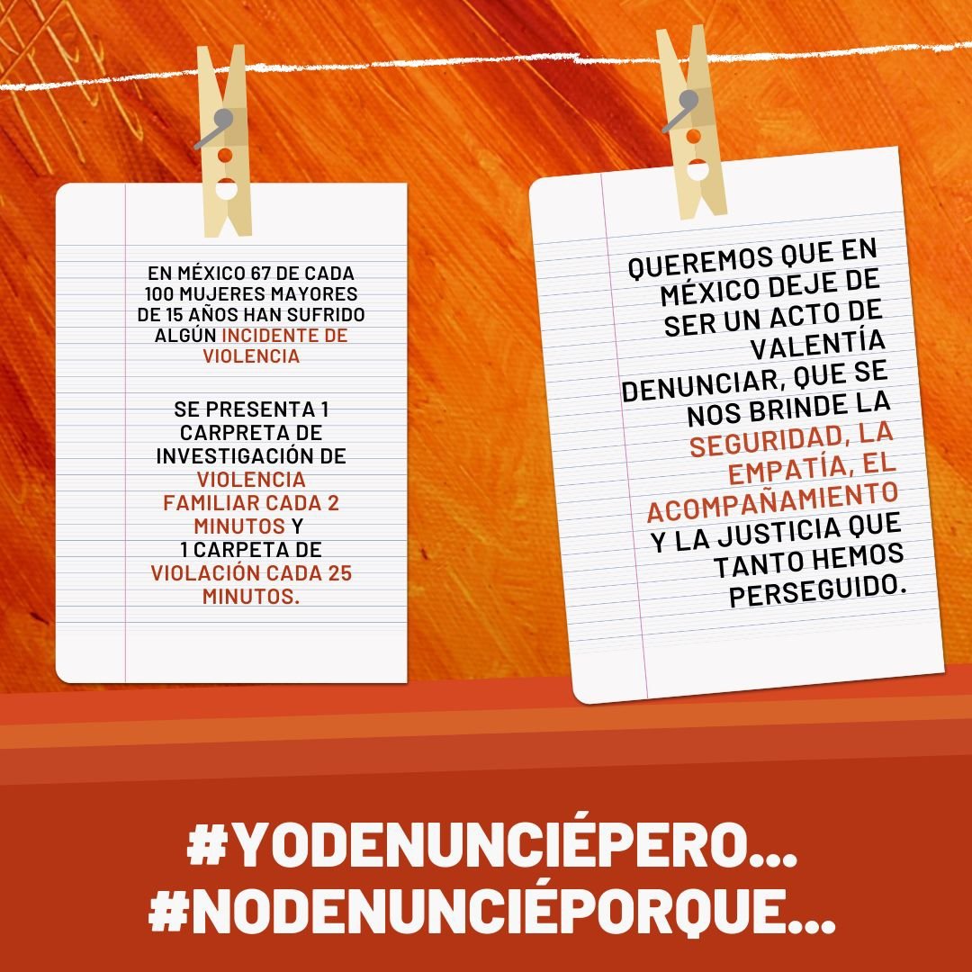 📢 Convocamos colectivamente al tendedero #YoDenunciePero / #NoDenunciéPorque en la Glorieta de Las Mujeres que Luchan, para visibilizar las diversas situaciones y vivencias de las mujeres y personas sobrevivientes de violencias.
📍25-28 de noviembre
⏰9:00 a 18:00 hrs.