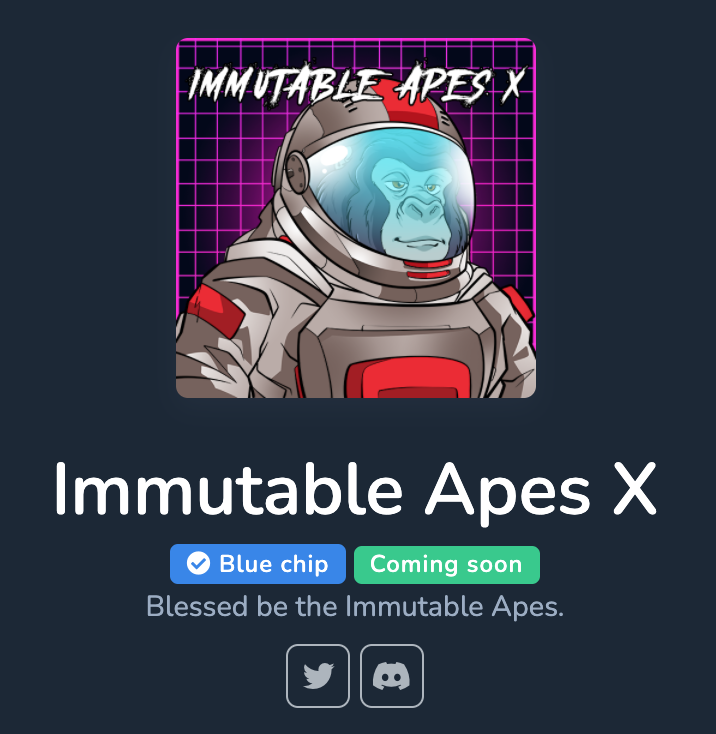 challewell's tweet photo. Officially the FIRST &amp; ONLY Blue Chip project on #ImmutableX platform. If you haven't joined yet then there is still time to WL. 

⬇️ This is your invitation ⬇️ 
https://t.co/6FuqcSafm6 https://t.co/JcERviwTMs