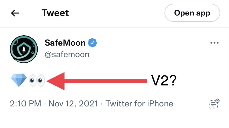 SafemoonWarrior's tweet photo. #SAFEMOON V2 Tweet theory by my buddy R0–Gotti 🤔🧐 Thoughts? https://t.co/I4l1d13UYn
