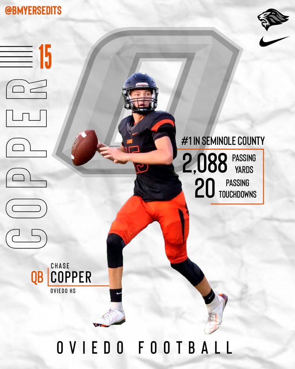First year starter leading the county in passing! ⁦⁦<a href="/ChaseCopper15/">Chase Copper</a>⁩ #1pride