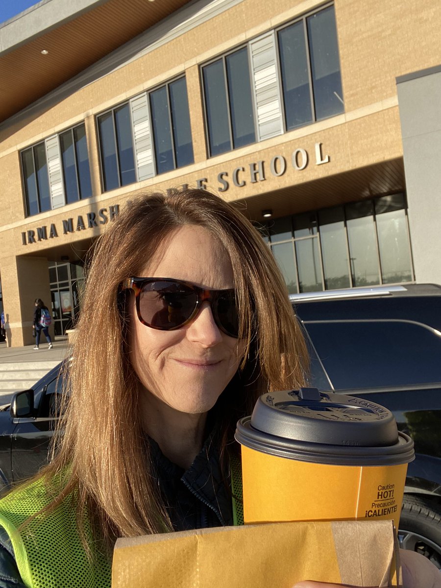 This is a Friday perk of traffic duty. An amazing family brings @msbearce and me a coffee from <a href="/McDonalds/">McDonald's</a> ☕️❤️ Thank you so much!! <a href="/IMMSLions/">Irma Marsh Middle School</a>