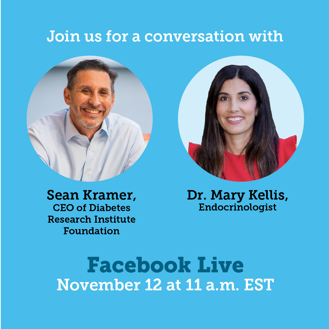 Diabetes_DRI's tweet photo. Don't miss out on our Facebook Live with @takeasugarbreak today at 11 AM. Join our CEO @SeanPaulKramer &amp; Endocrinologist Dr. Mary Kellis to learn why the time to cure #T1D is now &amp; our latest advancements toward this goal! Tune in at https://t.co/3s6Ax9QpCW https://t.co/dl9BQ17W75