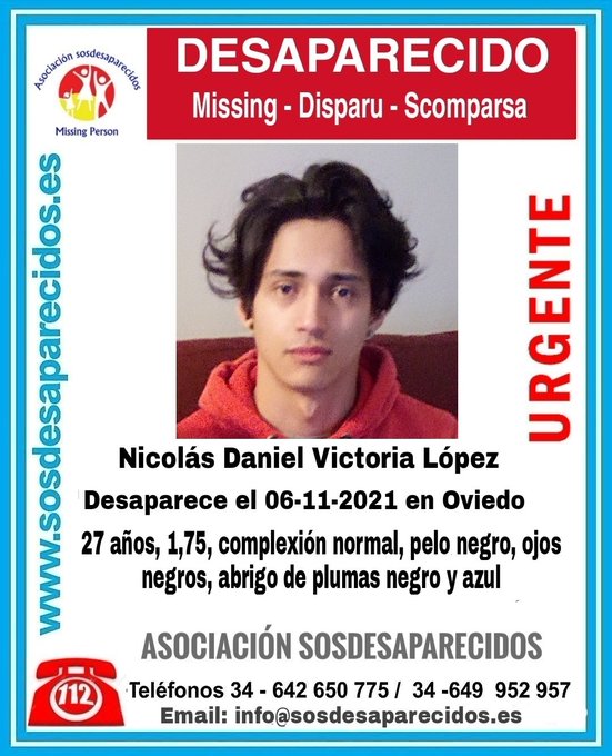 guardiacivil's tweet photo. 🆘#Urgente⚠
Este es Nicolás y ha #desaparecido en #Oviedo #Asturias
¿Le has visto?
                               Llámanos
☎️062
☎️091
☎️112

Tu RT no cuesta nada y puede ayudar mucho https://t.co/Bq4wRqdL07