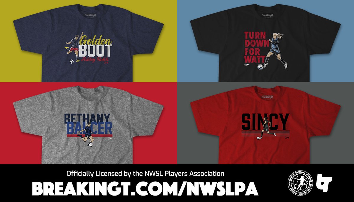BreakingT's tweet photo. Fans asked for it, and now it's HERE:

Officially-licensed @nwsl_players merch ‼️ Featuring the game's best, including @bethanybalcer, @KealiaOhai, @sincy12 and @ash_hatch33

https://t.co/JFUuQqCM0X | #WearTheMoment https://t.co/2fGHzJLIKC