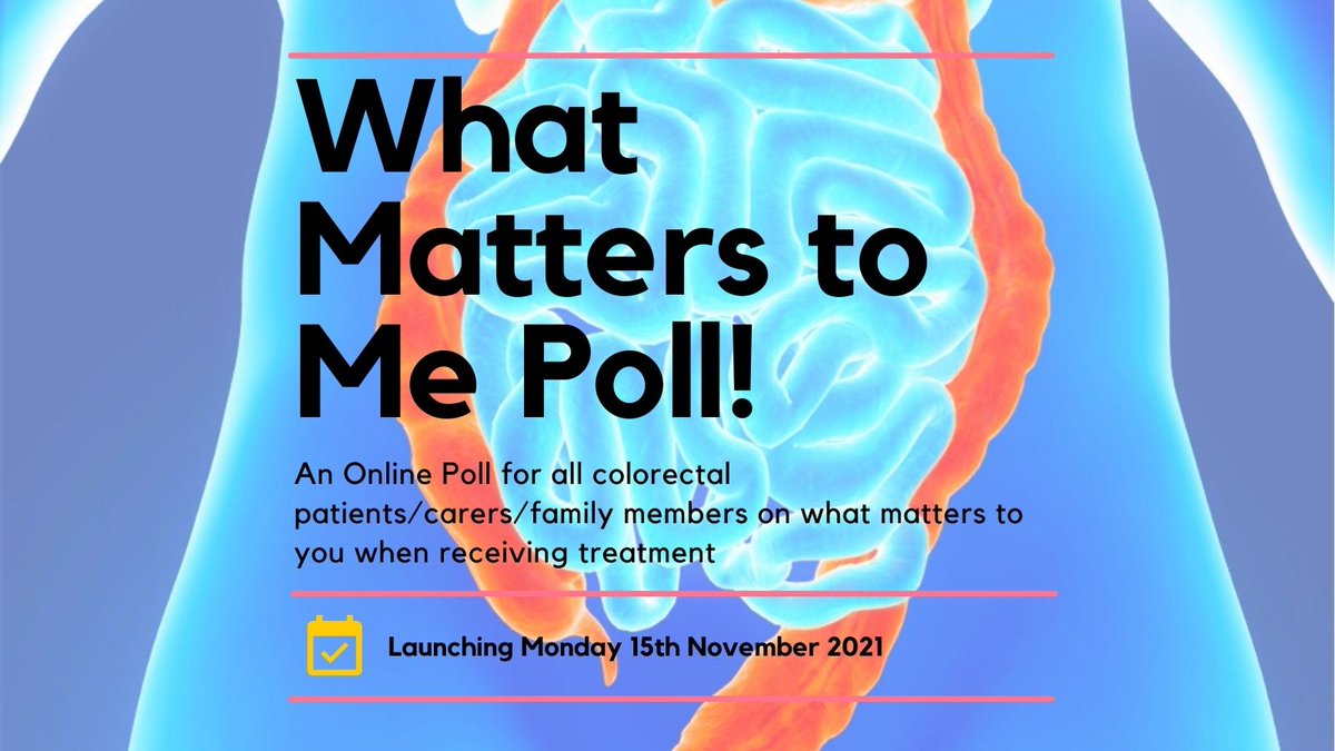 Jo_Harris08's tweet photo. CALLING all colorectal patients/carers/family members. We would like to understand what matters to you during your treatment to improve your experience. First poll will be launched on 15th Nov @royalsurreyLKS https://t.co/88c3CMVu2N