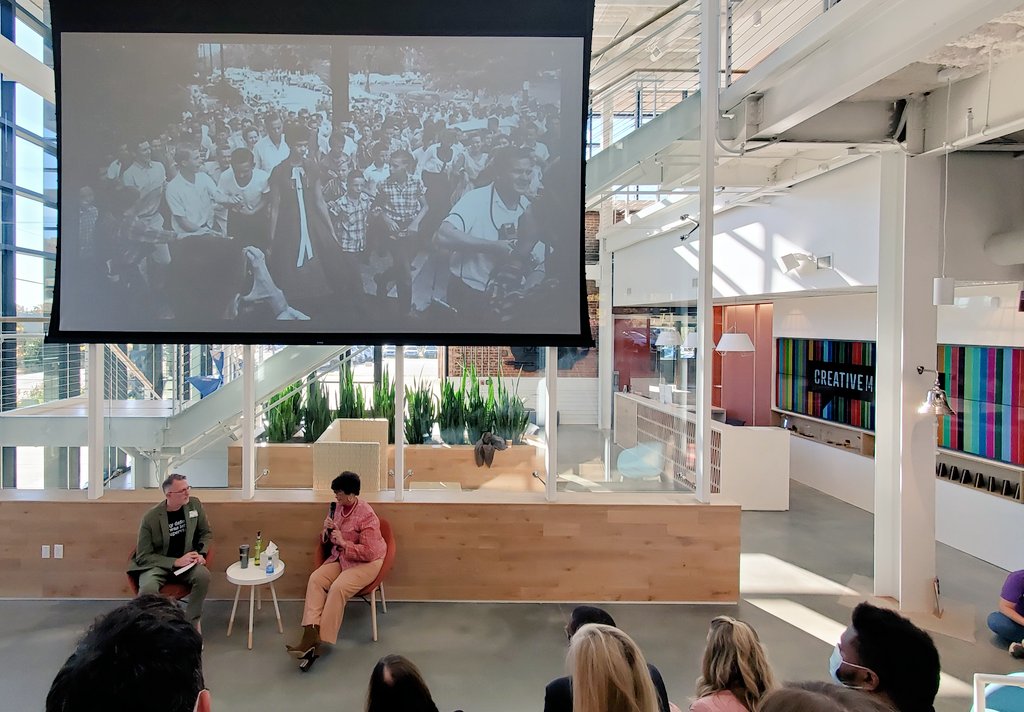 JoseDAlvarez's tweet photo. ¡Muy bueno! 👏💪
The first in-person @CM_CLT event in 21 months is finally happening today listening to local creatives and the inspiring Dorothy Counts-Scoggins.
#CMliminal #CharlotteisCreative https://t.co/dD3o8pXUKg