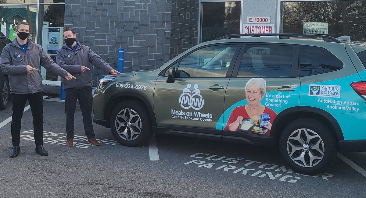 GSCMOW's tweet photo. Share the Love Event with Subaru begins November 18th.  Last year, Autonation Subaru of Spokane Valley shared their love by helping us purchase a  Subaru Forrester.   Share your love this year by purchasing a new Subaru and making GSC Meals on Wheels your charity of choice. https://t.co/O9dBiJ7FI3