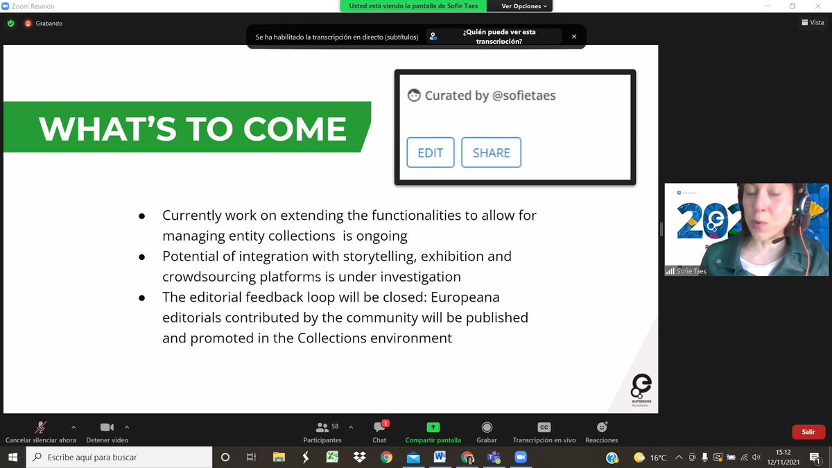 peinadormarta's tweet photo. New storytelling formats and modes of participation on the @Europeanaeu stage with @SofieTaes &amp; @Aisha_calexico in #Europeana2021 #Audienceengagement #CulturalHeritage #DigitalCulturalHeritage https://t.co/85SfyqtvIr