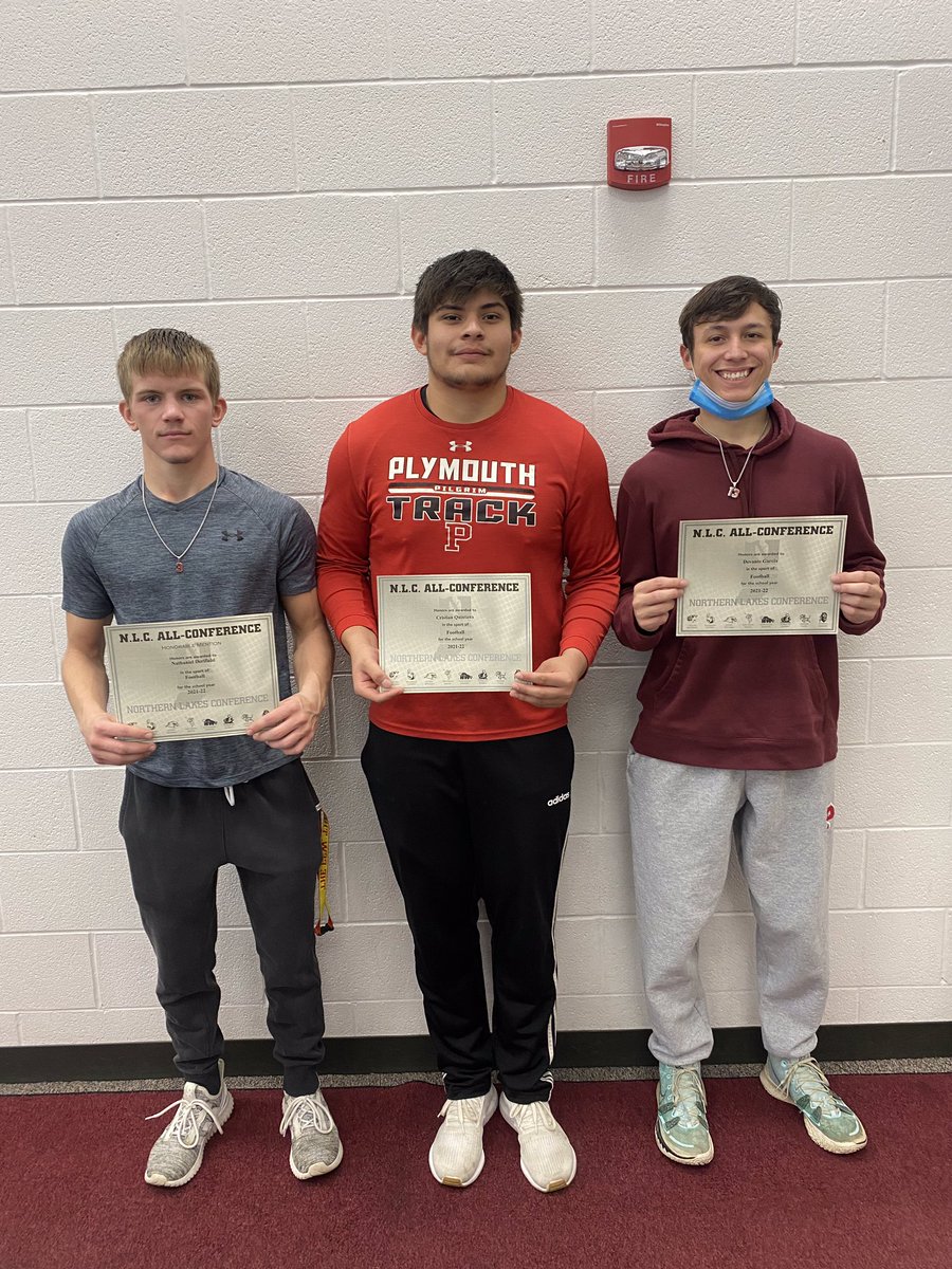 PlymouthRockies's tweet photo. Congratulations to Nathaniel Derifield, Cristian Quintana, and Devante Garcia for being name to the Northern Lakes All-Conference football team. It’s easy to show up when times are good, these guys faced adversity every week and still lead and competed. @PHS_Athletics1 https://t.co/6uDis7L4sv
