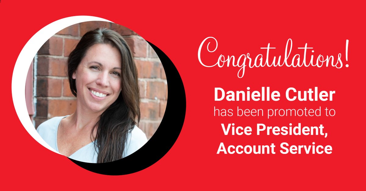 CommGroup's tweet photo. We are proud to announce the promotion of Danielle Cutler to Vice President, Account Service. Her exceptional service to our clients and her professionalism has earned her recognition as an integral member of our management team. Congrats and thank you, Danielle! https://t.co/l5SmNvLwjH