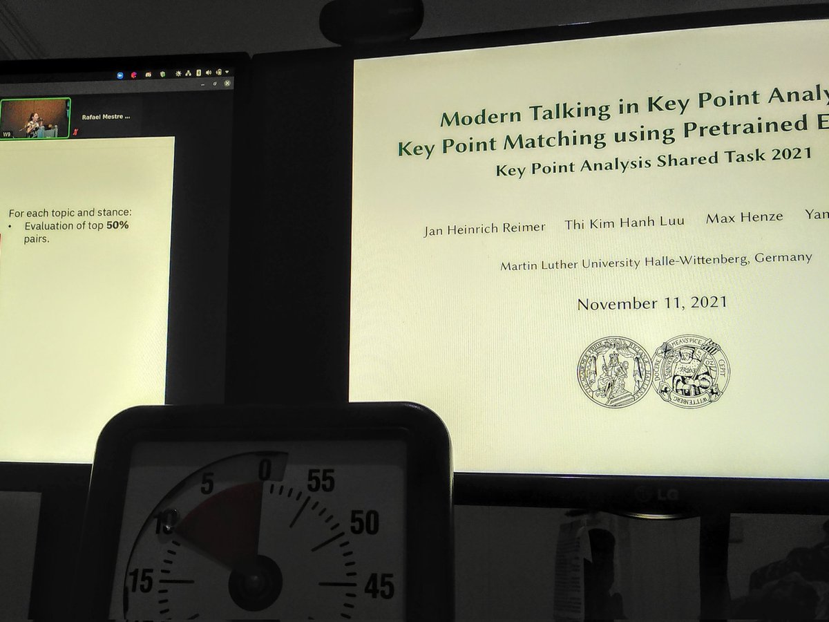 jheinrichmerker's tweet photo. Yesterday I held my first workshop presentation about "Key Point Matching using Pretrained Encoders".
Thanks to @HanhLuu8, @____Maxx____, and @yamenajjour from our team Modern Talking @UniHalle.
#KeyPointAnalysis https://t.co/4lKBRp1joi