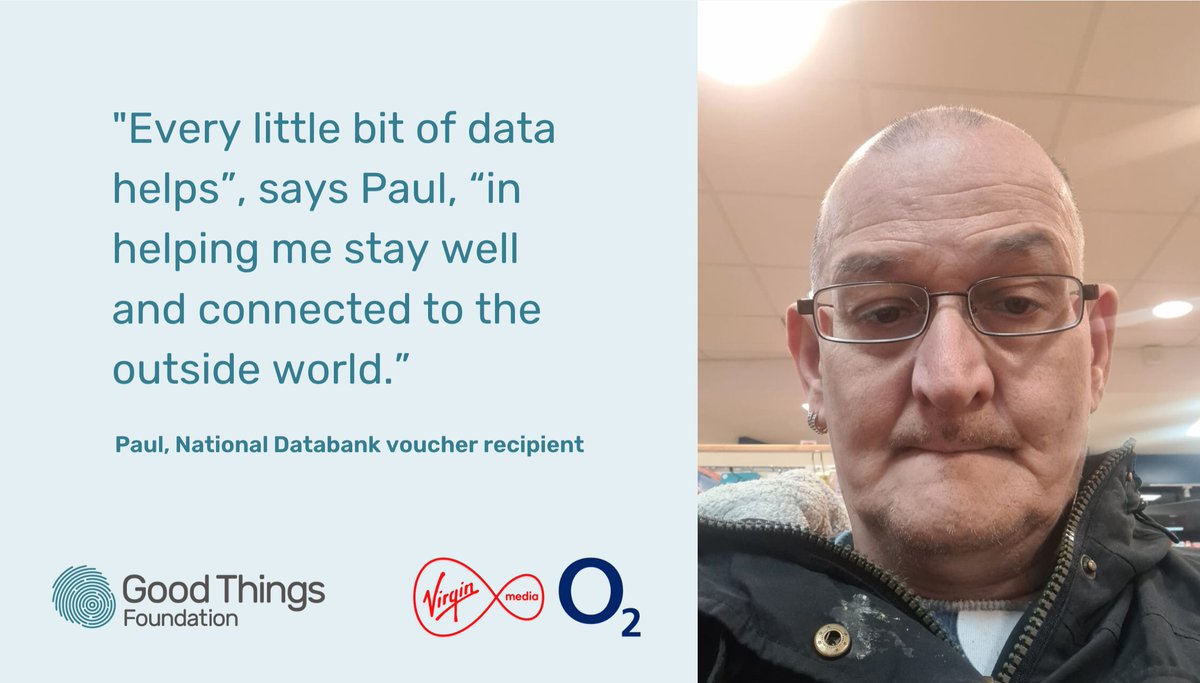 ⚡️Today, as we launch the National Databank with Virgin Media <a href="/O2/">O2</a>, we are calling on all mobile operators to join us so we can eradicate data poverty for good - transforming the lives of people like Paul: 

Read Paul's story: 
bit.ly/3qLWVrB

#FixTheDigitalDivide