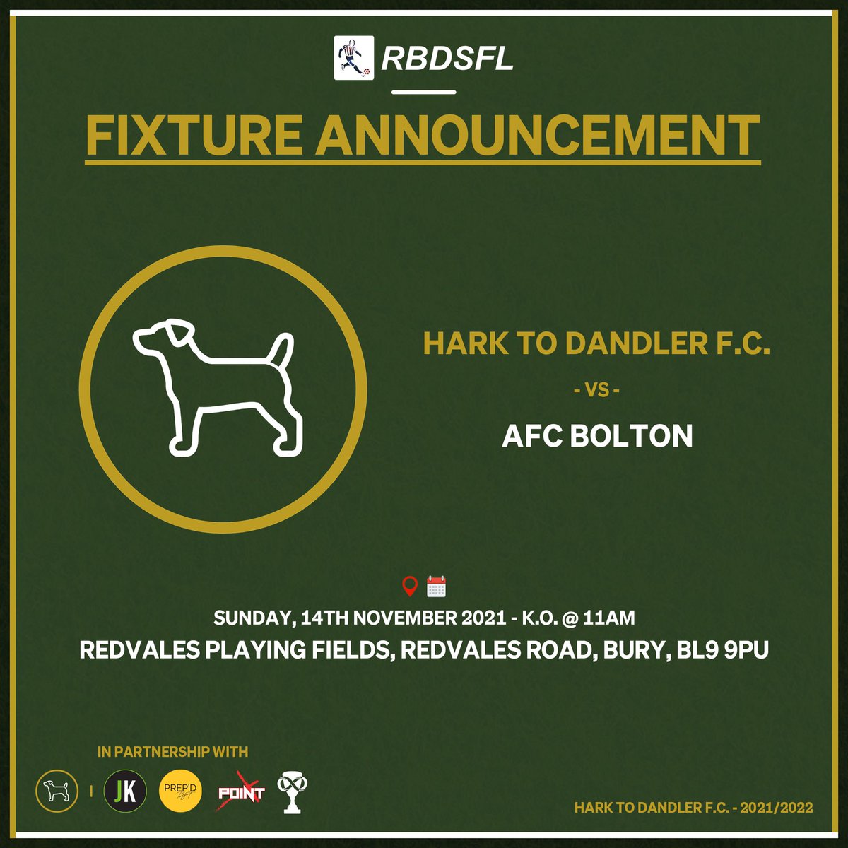 RammyHounds's tweet photo. Our is next fixture is at home against AFC Bolton! 🟢⚽️ #HTDFC
🗓 Sun 14th Nov - KO @ 11AM
📍 Redvales Playing Fields, BL9 9PU https://t.co/dYWjlPCERC