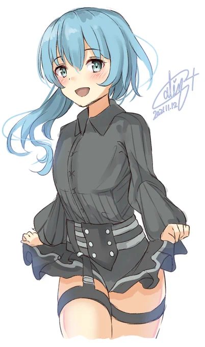 ゴスロリ水無月ちゃんかわいいね🤗✨💕

#艦これ版深夜の真剣お絵描き60分一本勝負 
#艦これ版真剣お絵描き60分一本勝負_20211112 