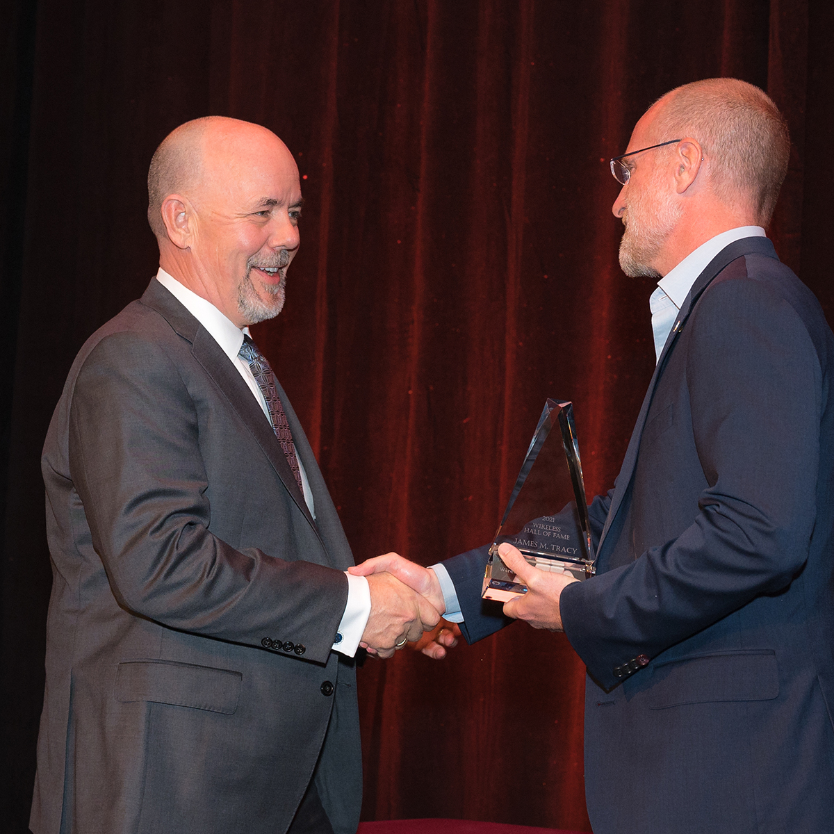 LegacyTowers's tweet photo. Our CEO, Jim Tracy was inducted into the Wireless Hall of Fame in Washington, D.C. last night. (That's FCC Comissioner Brendan Carr handing him the award.)  We are immensely proud of all he's done, and can't wait to see what's next. Well done, sir. #JimTracy #WirelessHallOfFame https://t.co/a2M2XwcjYN