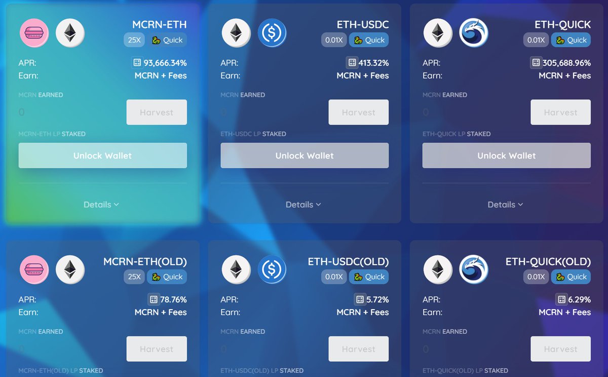 macaronswap's tweet photo. Hi #Macaron fam!
Please move your;
#MCRN-#ETH LP
#ETH-#USDC LP and
#QIUCK-#ETH LP to the new #farm contracts on
📲 https://t.co/wTZpWspusE
#Polygon #MATIC #DeFi #BUIDL #YieldFarming https://t.co/pdlWIAf8To