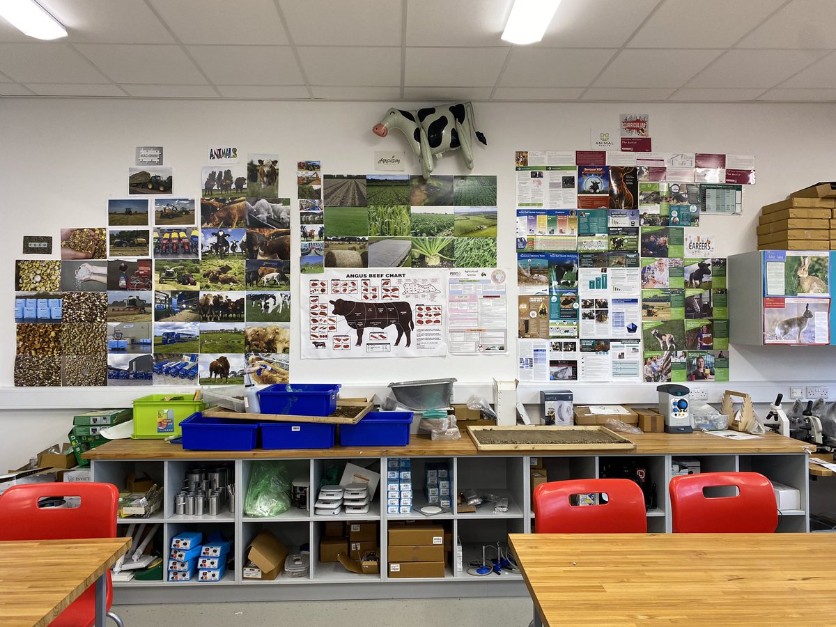 EdHolton's tweet photo. Ag science wall and classroom decorated thanks to @KiernanMilling @jheslin14 @msd_ah @NewHollandAG for their kind help in supplying information posters on animal health and feeds #agscience https://t.co/v1feFspnba