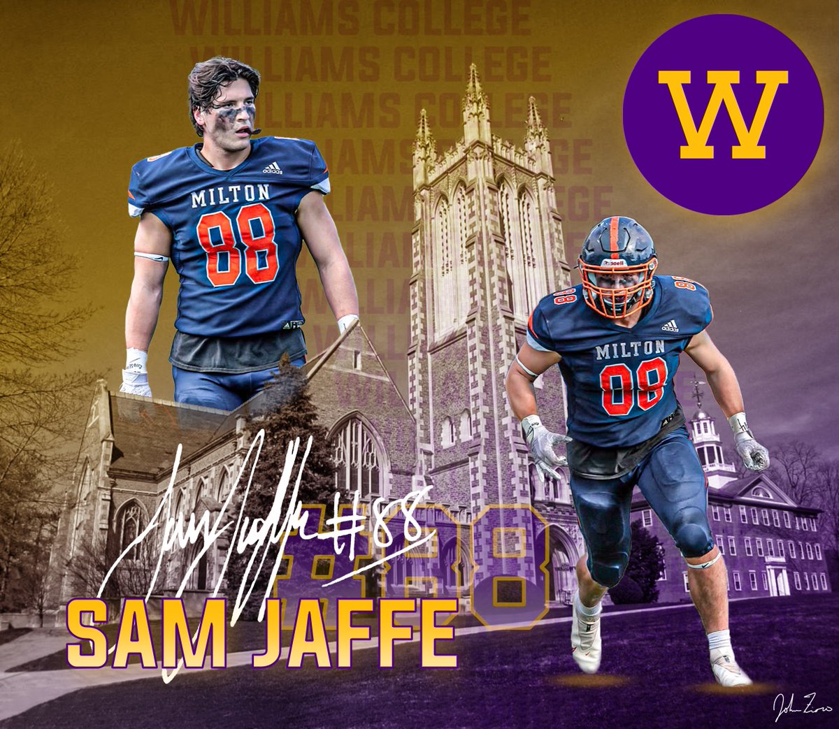 I am so proud to announce my commitment to the admissions process at Williams College and Williams College Football. Thank you to my family for all the support. Go Ephs!! <a href="/MA_Fball/">Milton Academy Football</a> <a href="/MA_Athletics/">Milton Academy Athletics</a> <a href="/TrainTimeless/">Brian Pickard</a> <a href="/BerkshireEagle/">Berkshire Eagle</a> <a href="/Coach_Blu/">Tom Blumenauer</a> @EphsFB <a href="/WilliamsCollege/">Williams College</a> <a href="/BostonHeraldHS/">Danny Ventura</a>