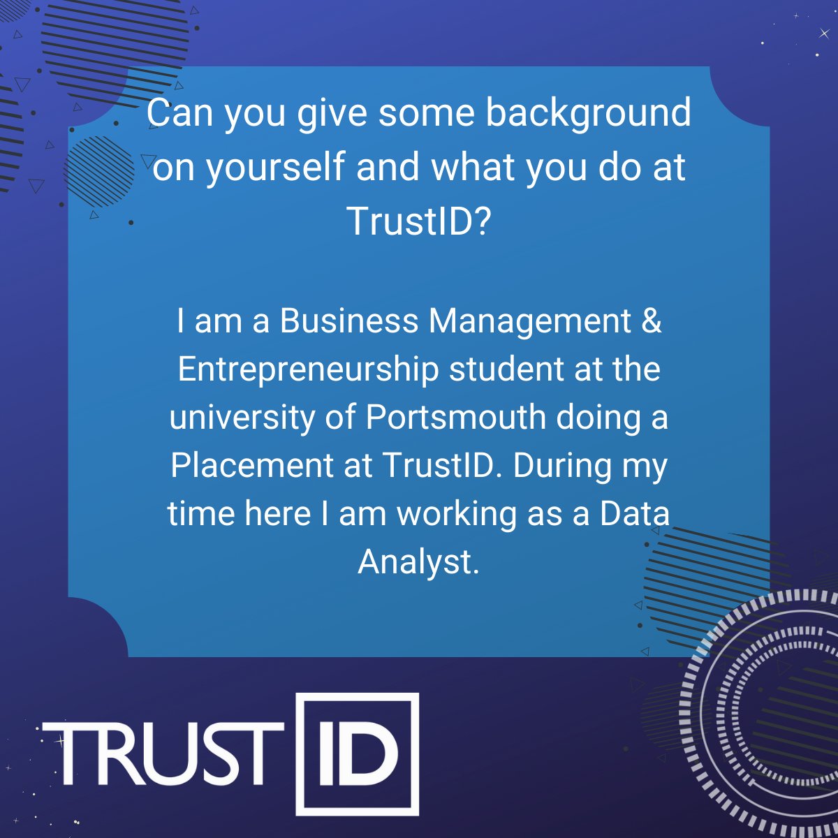 TrustID_UK's tweet photo. For this weeks Friday Focus, we would like to introduce Keith. Keith has joined us on a year long placement from the University of Portsmouth and is working in our operations team.

#IdentityDocumentExperts https://t.co/TyplIPLq36