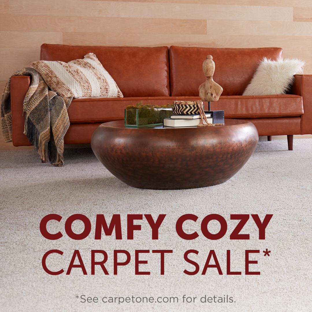 Make your home a cozy oasis this fall with throw blankets, pillows, and plush carpeting for maximum coziness. Shop our Comfy Cozy Carpet Sale at your local Carpet One today! carpetone.com/cozy-carpet #Cozy #Comfy #Flooring